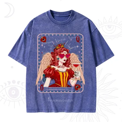 Purplehecate Queen of Hearts Angel Graphic Washed T-Shirt