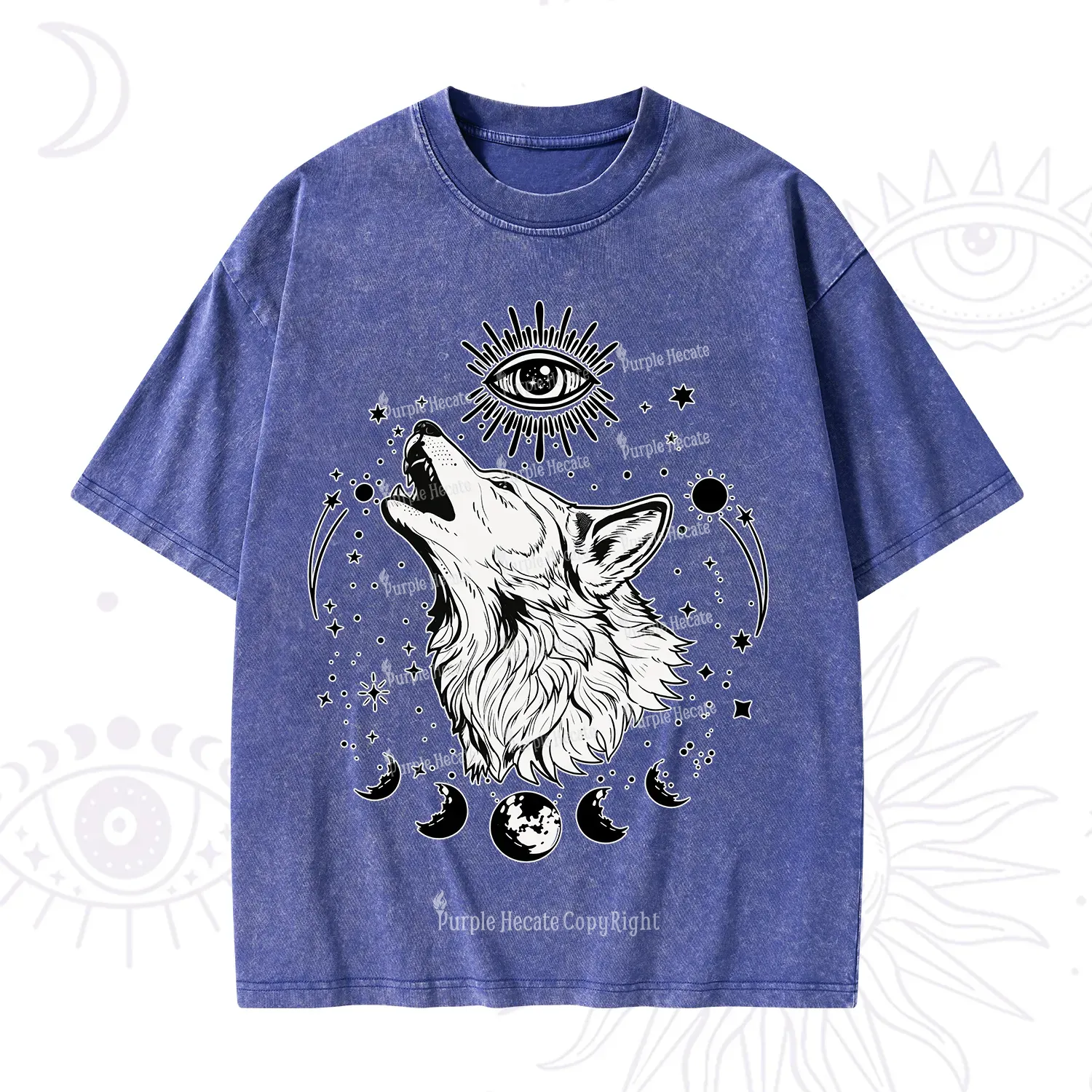 Purplehecate Howling Wolf Washed T-Shirt
