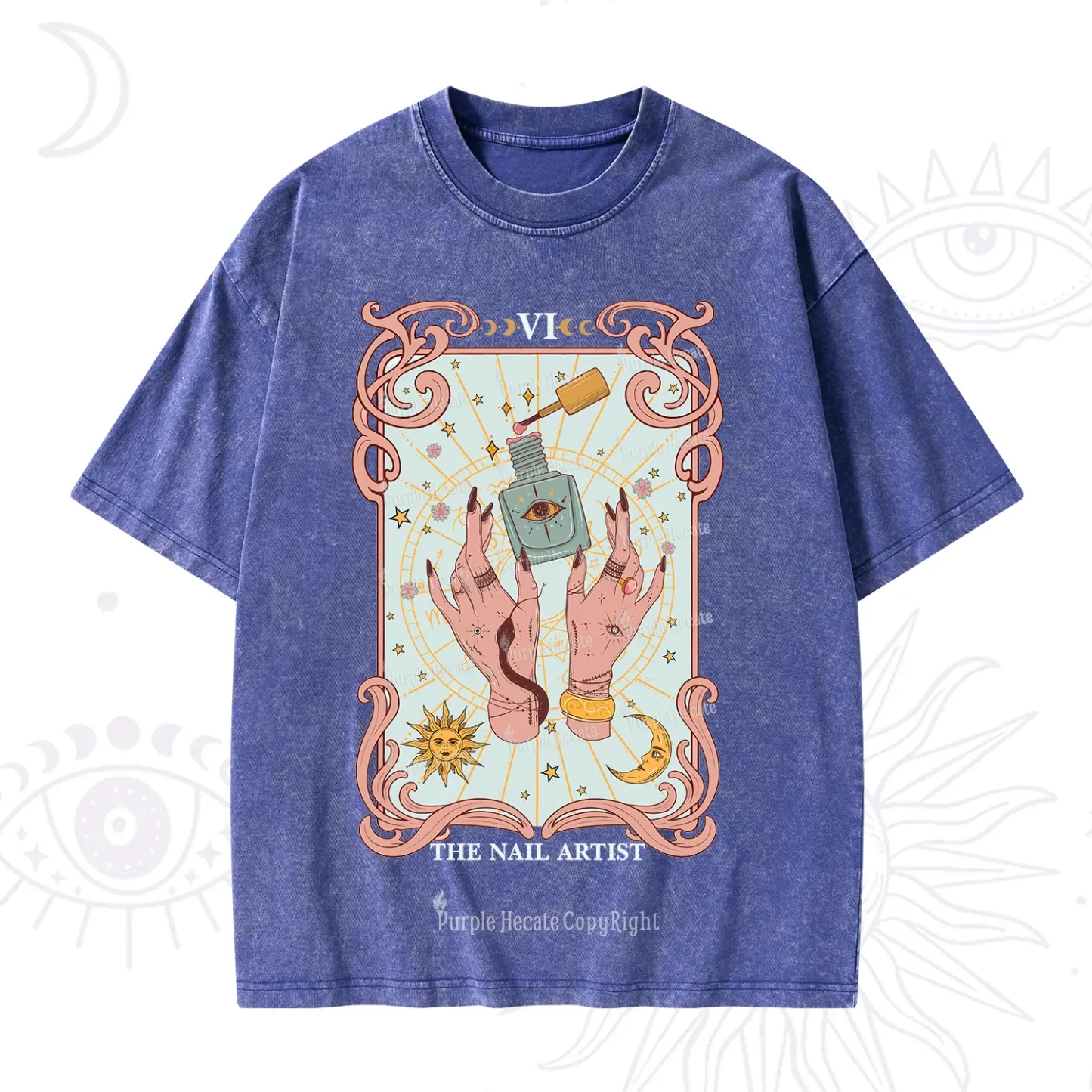 Purplehecate The Nail Artist Tarot Washed T-Shirt