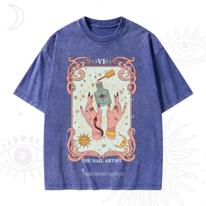 Purplehecate The Nail Artist Tarot Washed T-Shirt