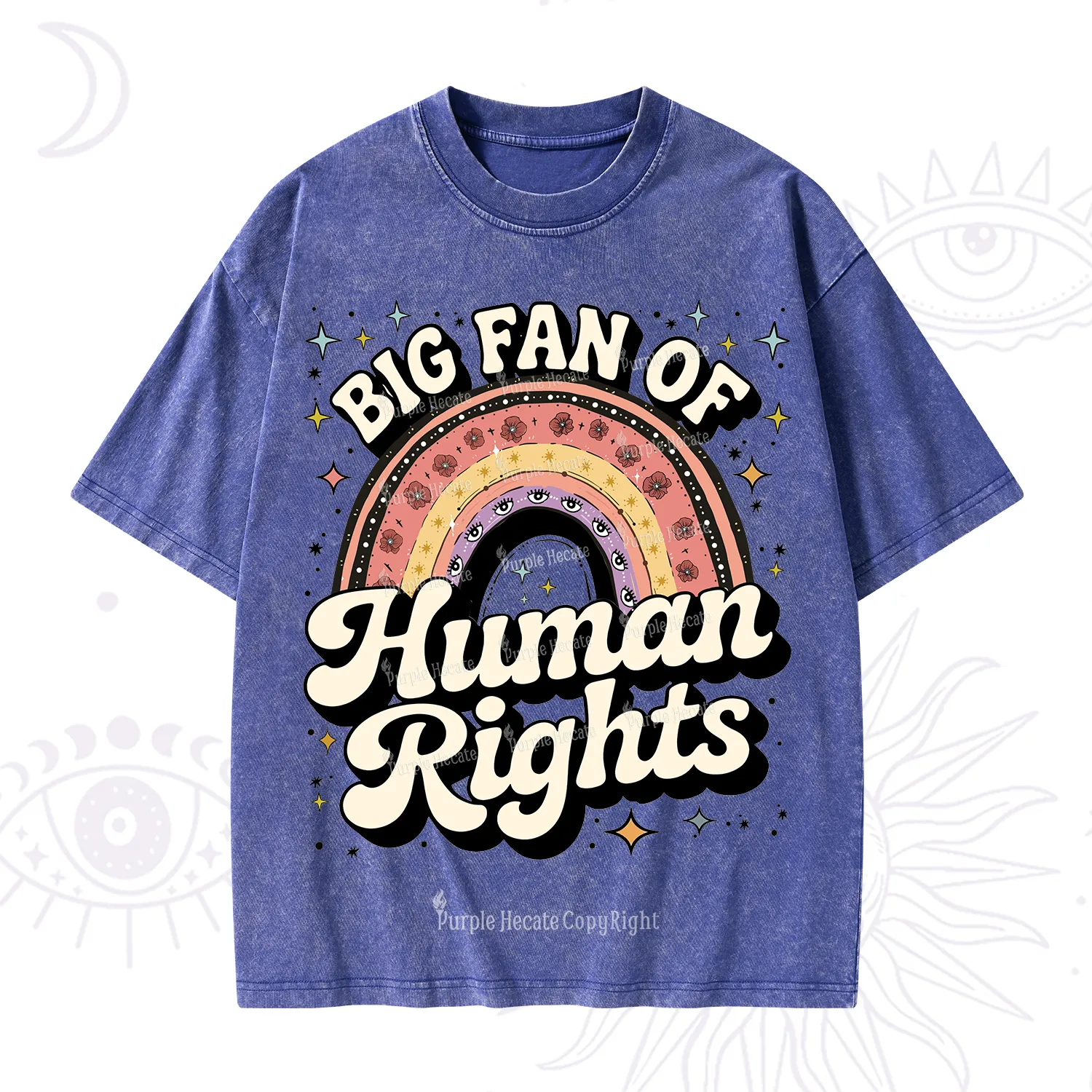 Purplehecate Big Fan Of Human Rights Rainbow Washed T-Shirt