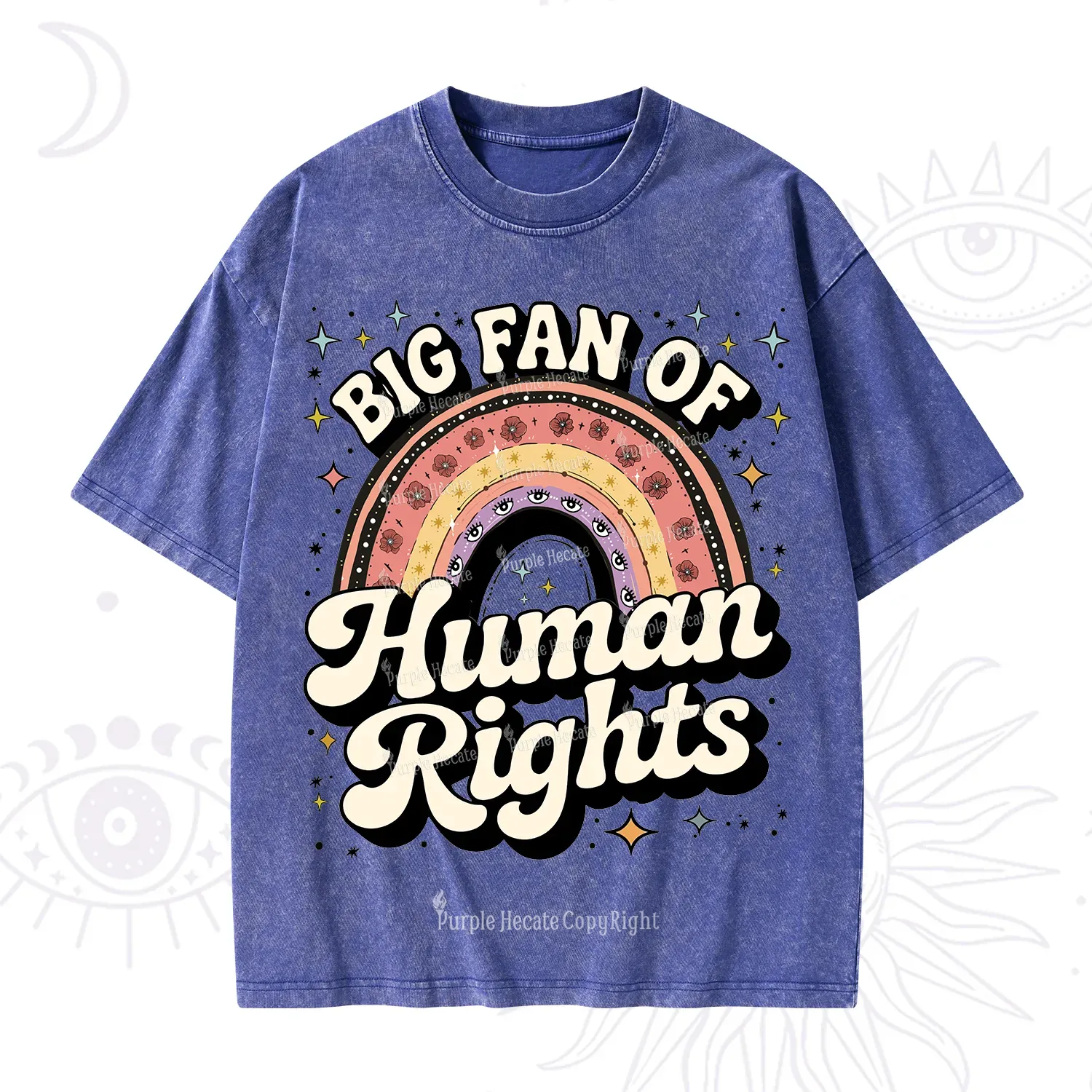 Purplehecate Big Fan Of Human Rights Rainbow Washed T-Shirt