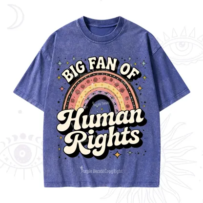 Purplehecate Big Fan Of Human Rights Rainbow Washed T-Shirt