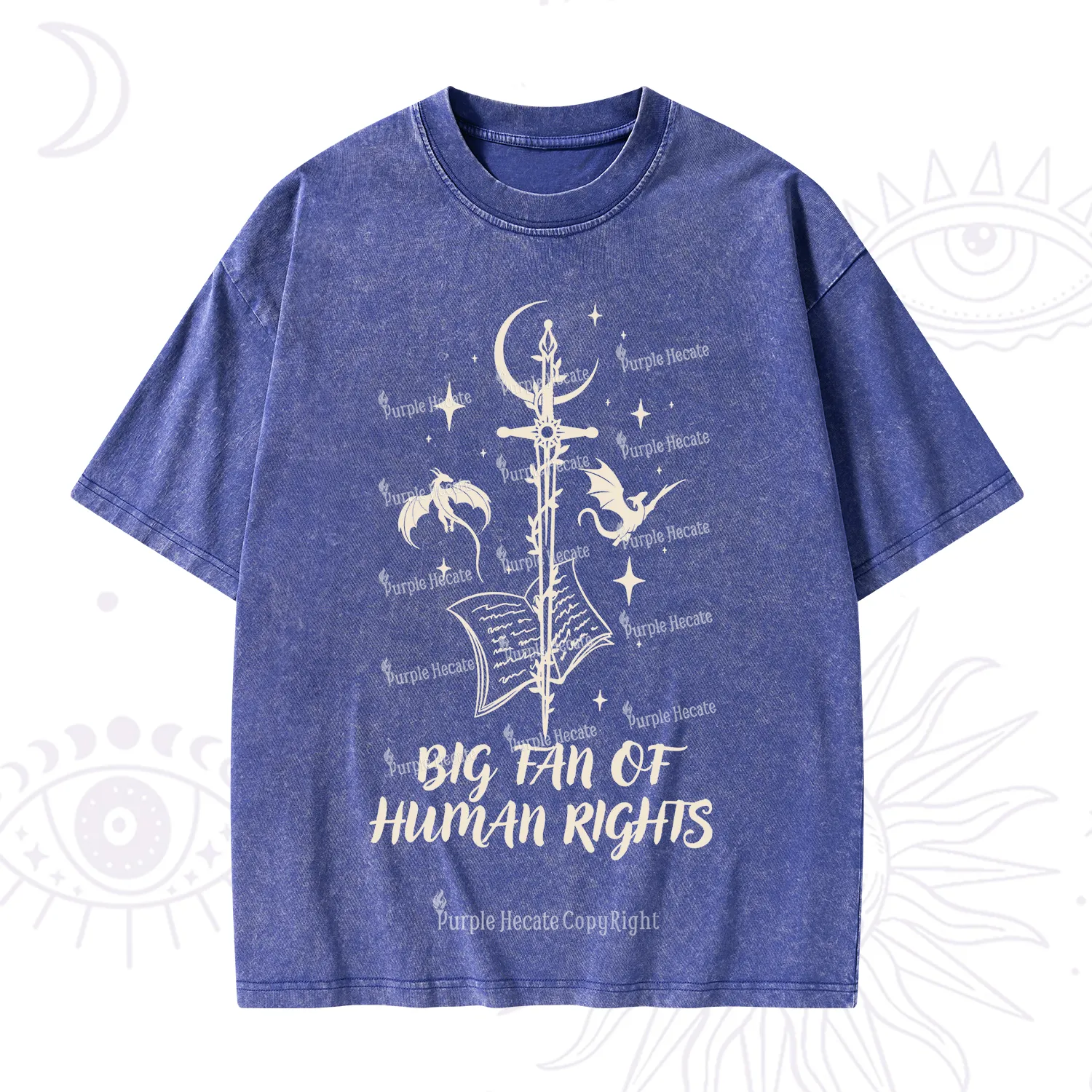 Purplehecate Big Fan Of Human Rights Washed T-Shirt