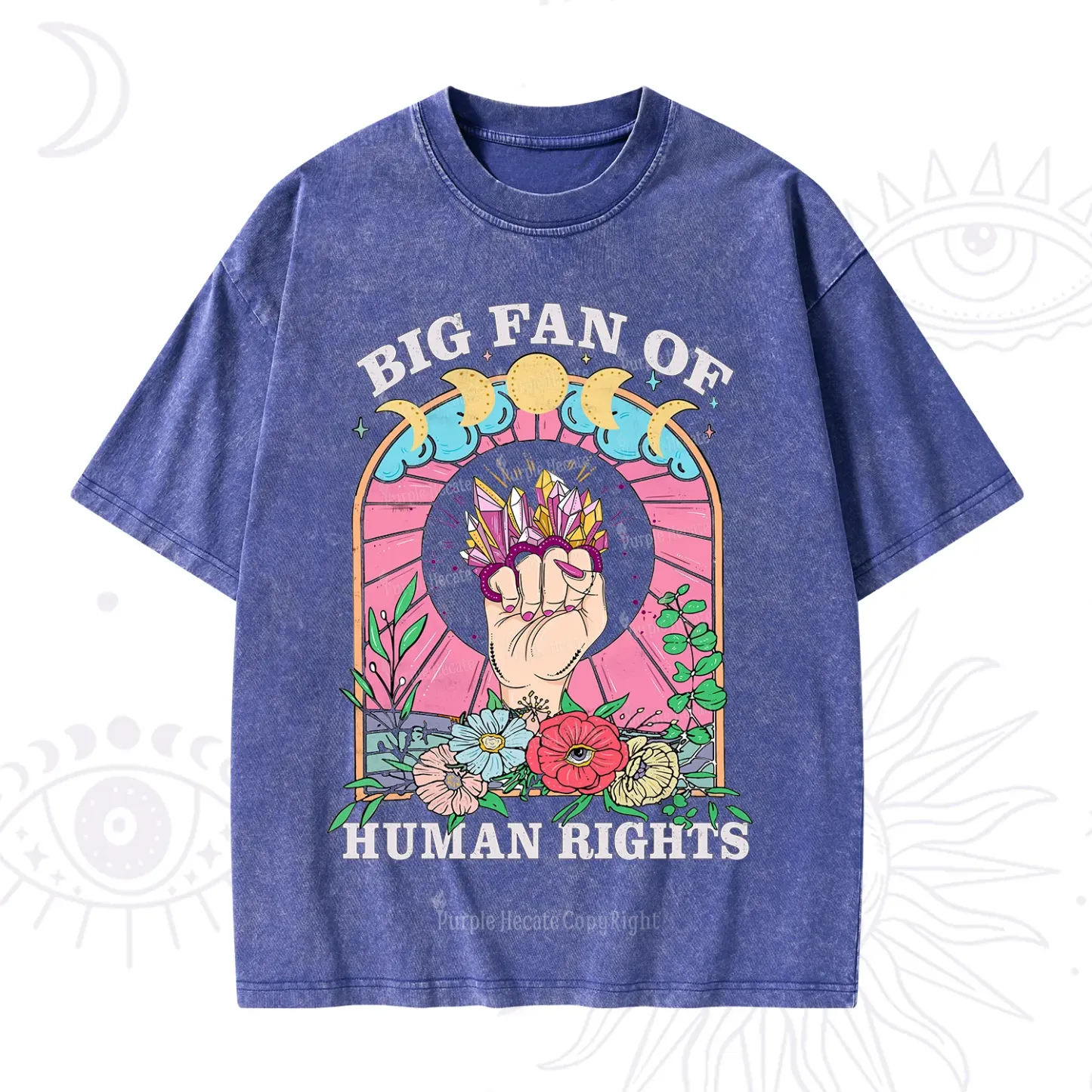 Purplehecate Big Fan of Human Rights Washed T-Shirt