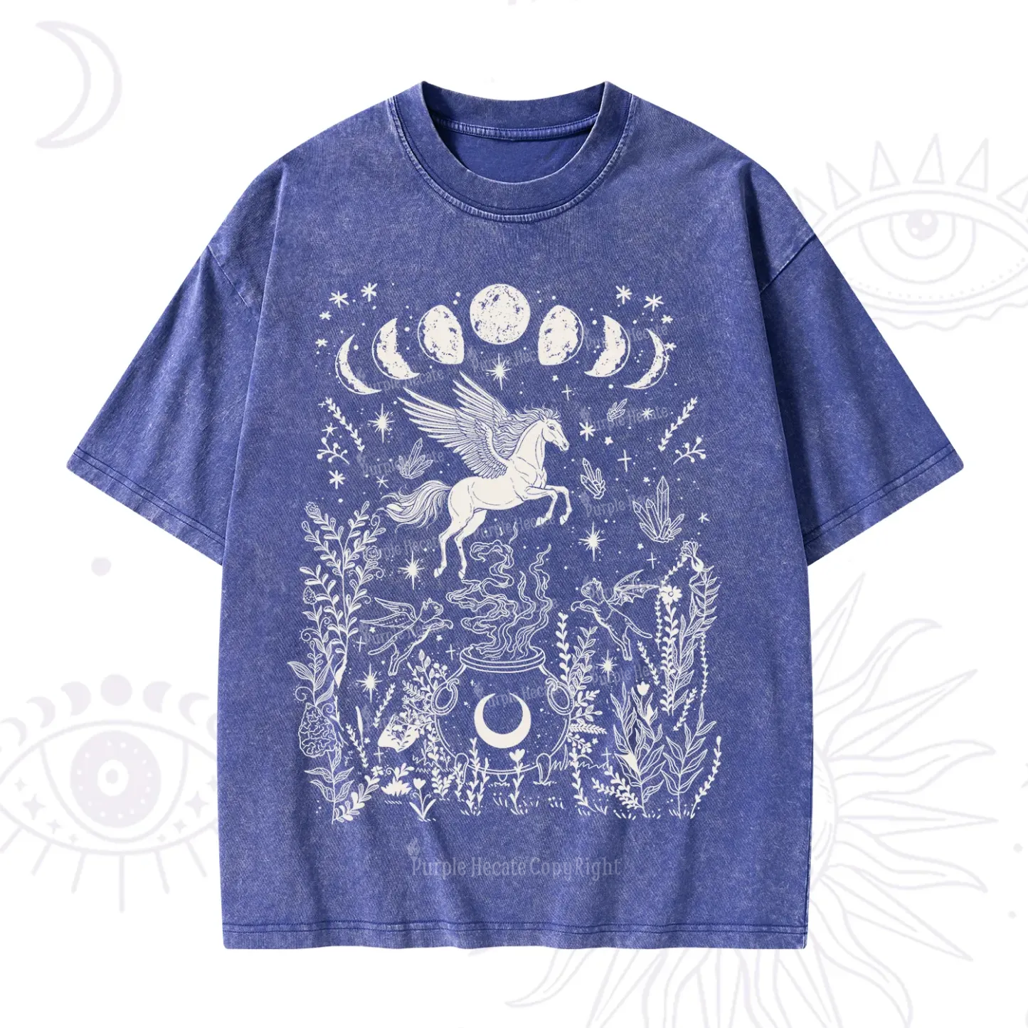 Purplehecate Celestial Pegasus Washed T-Shirt