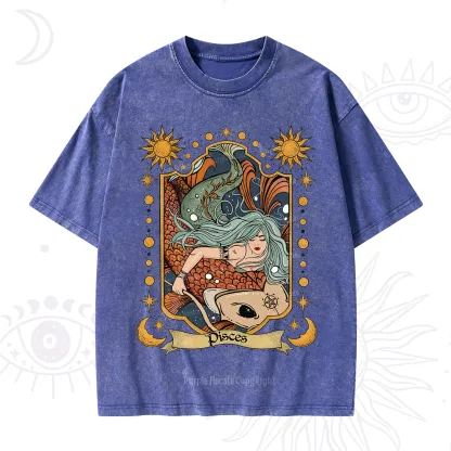 Purplehecate Mystic Pisces Zodiac Washed T-Shirt