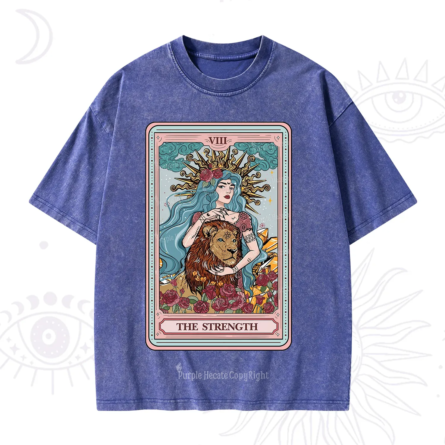 Purplehecate The Strength Tarot Card Washed T-Shirt