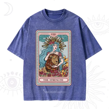 Purplehecate The Strength Tarot Card Washed T-Shirt