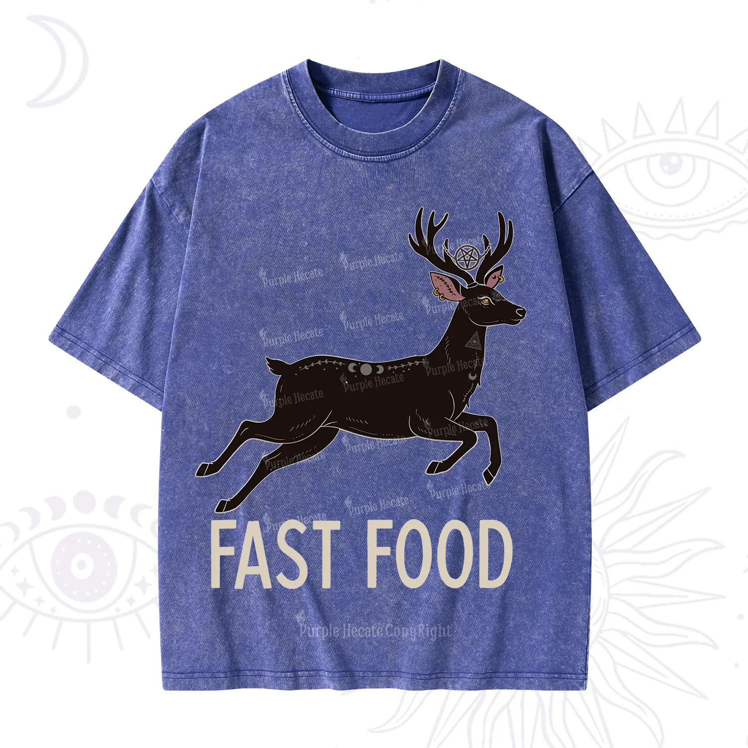 Purplehecate Fast Food Deer Washed T-Shirt