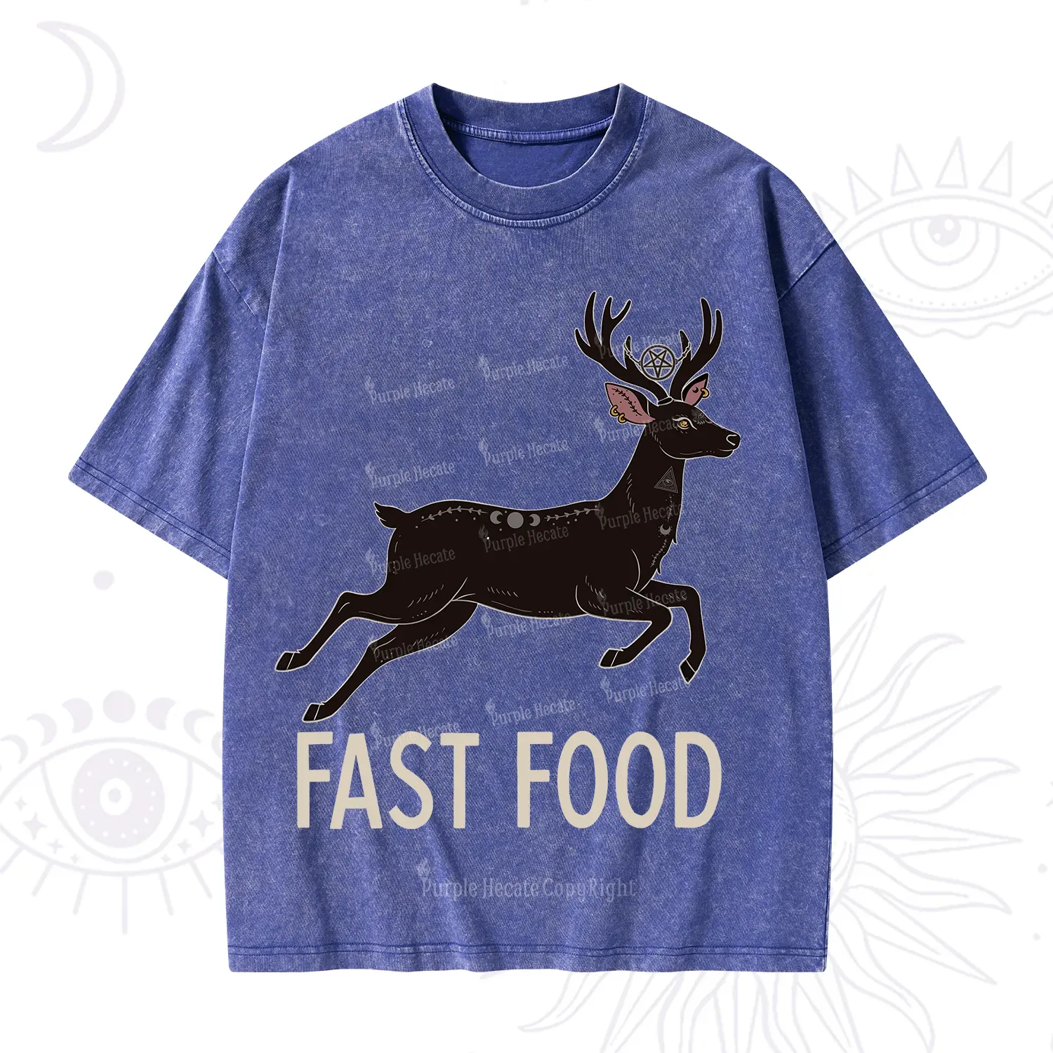 Purplehecate Fast Food Deer Washed T-Shirt