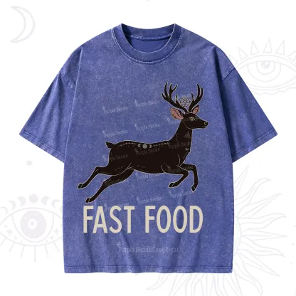 Purplehecate Fast Food Deer Washed T-Shirt