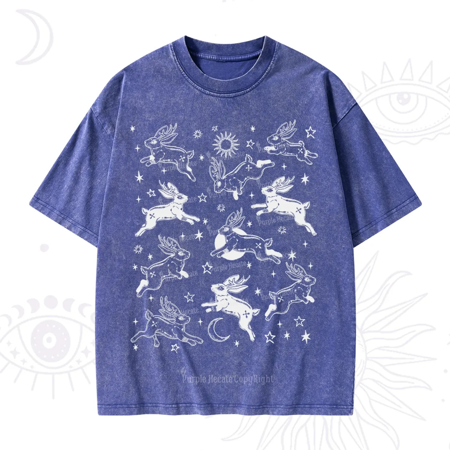 Purplehecate Bunnies in Space Washed T-Shirt