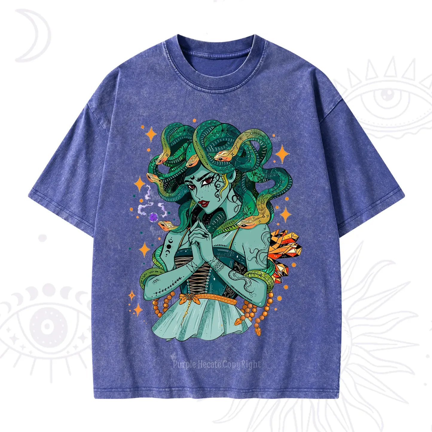 Purplehecate The Gorgon Medusa Washed T-Shirt