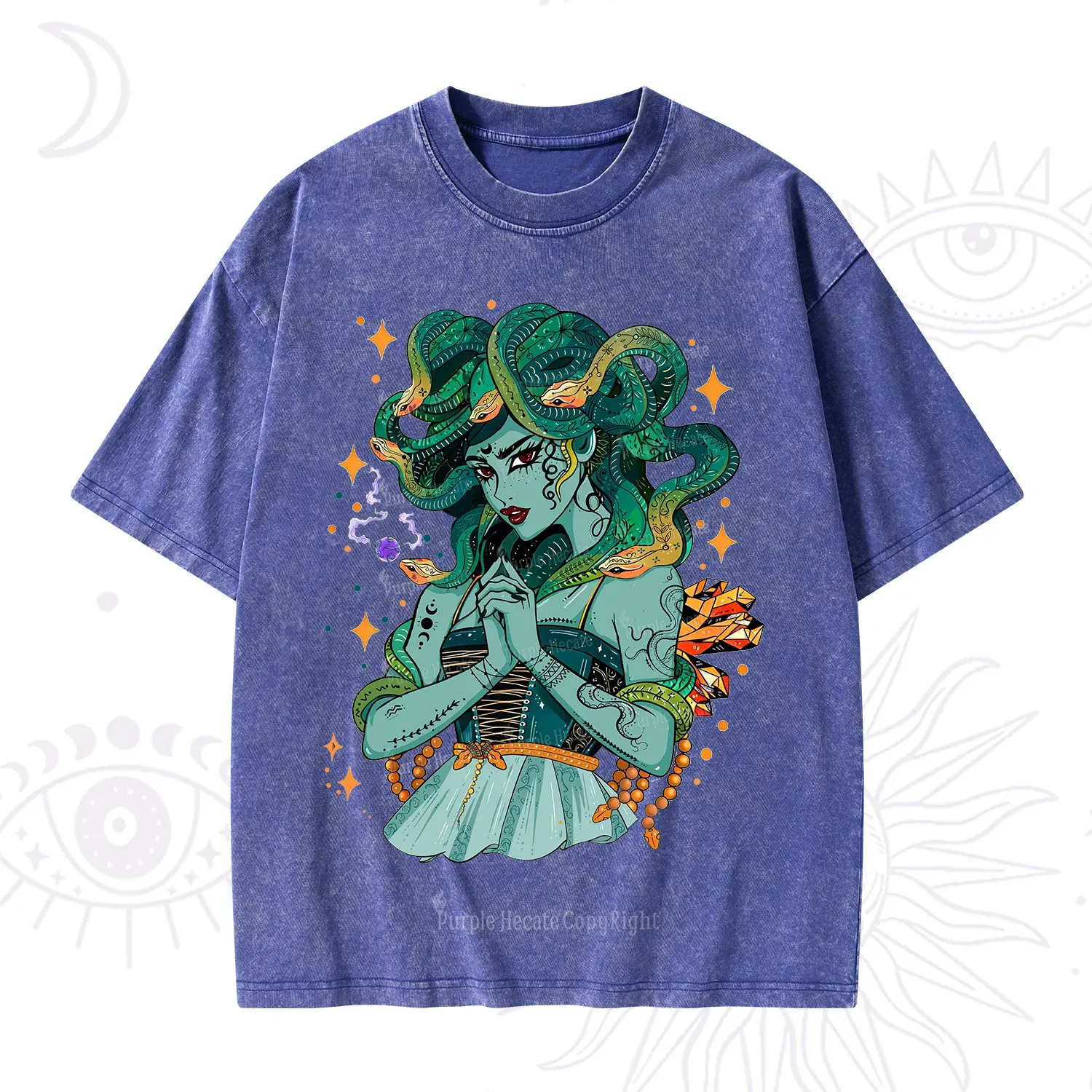 Purplehecate The Gorgon Medusa Washed T-Shirt