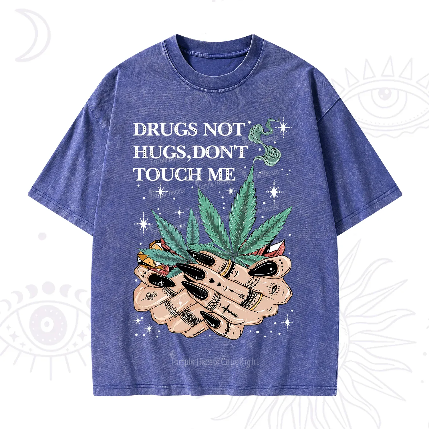 Purplehecate Drugs Not Hugs Washed T-Shirt