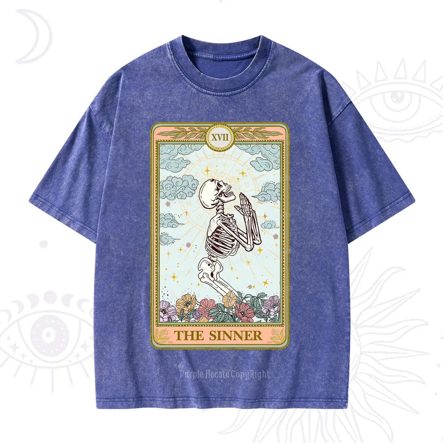 Purplehecate The Sinner Tarot Card Washed T-Shirt