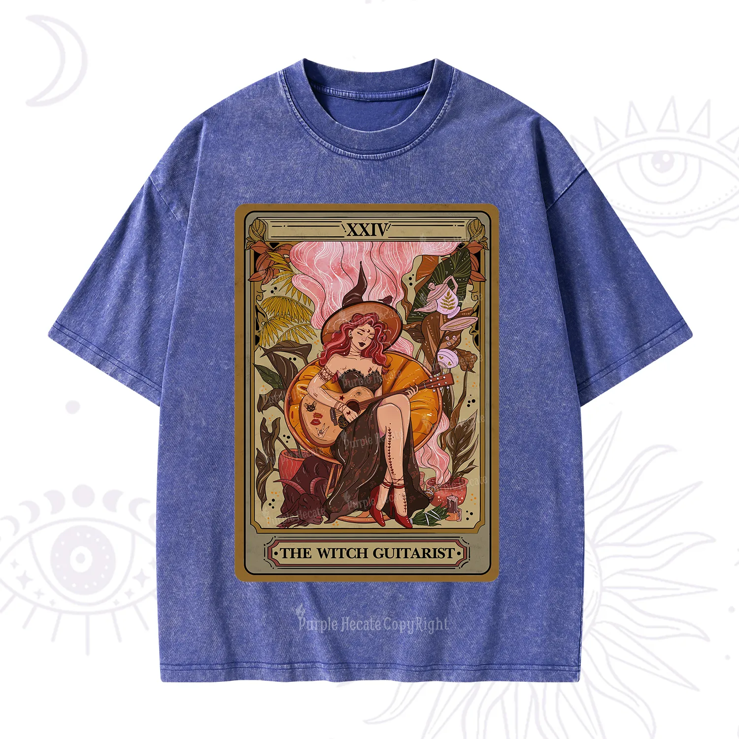 Purplehecate The Witch Guitarist Tarot Washed T-Shirt
