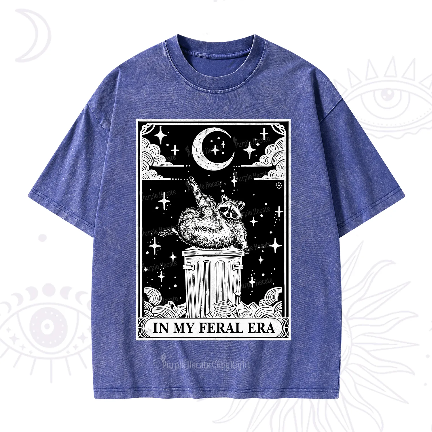 Purplehecate In My Feral Era Raccoon Tarot Washed T-Shirt