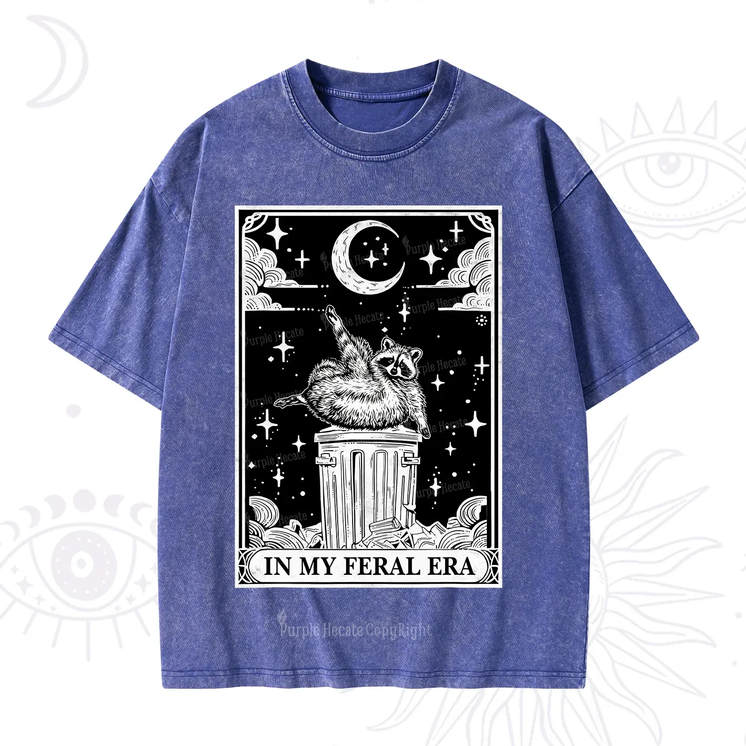 Purplehecate In My Feral Era Raccoon Tarot Washed T-Shirt