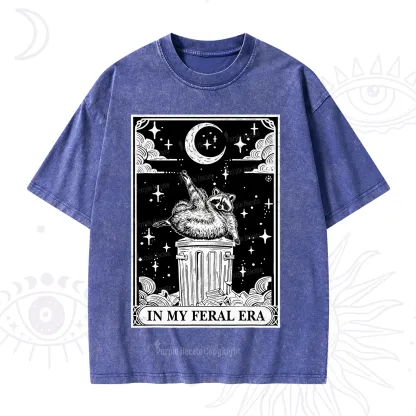 Purplehecate In My Feral Era Raccoon Tarot Washed T-Shirt