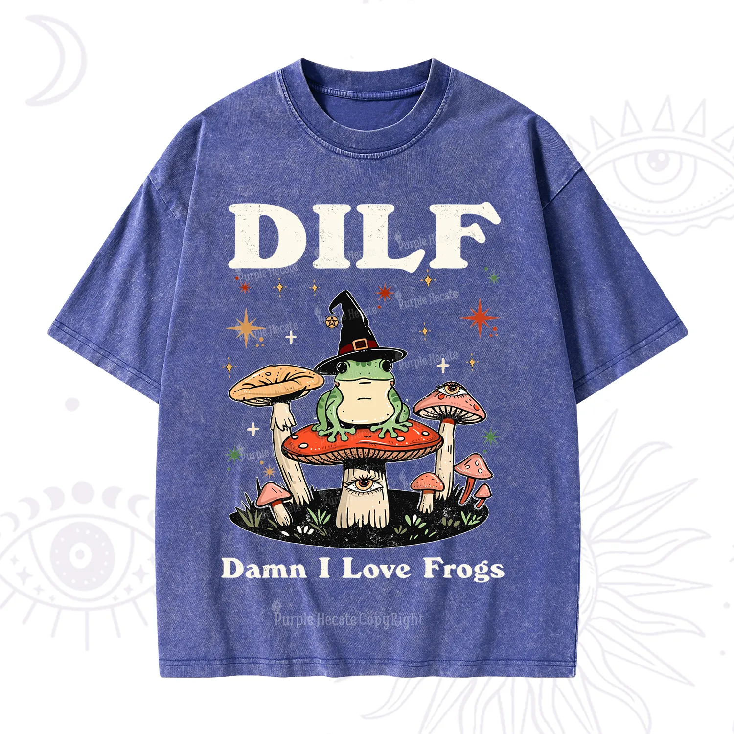 Purplehecate Dilf Damn I Love Frogs Washed T-Shirt