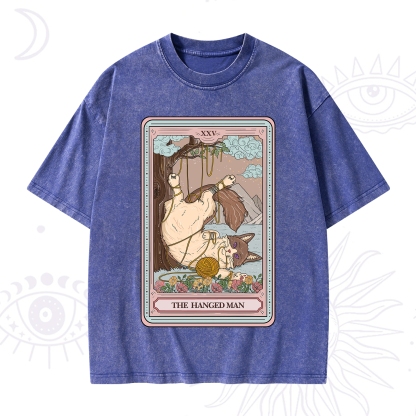Purplehecate The Hanged Man Tarot Cat Washed T-Shirt