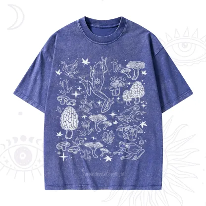 Purplehecate Frog and Mushroom Washed T-Shirt