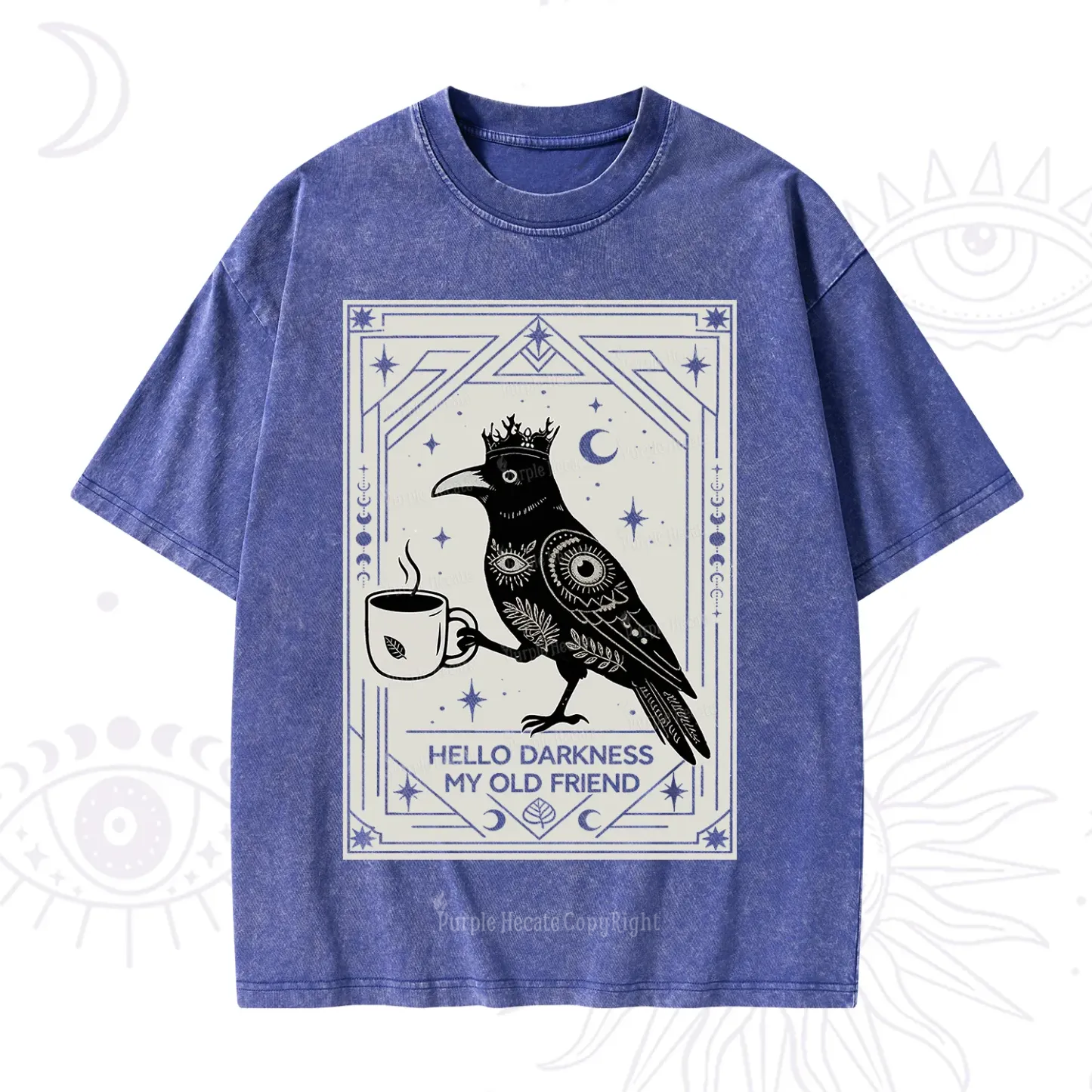 Purplehecate Hello Darkness My Old Friend Crow Washed T-Shirt