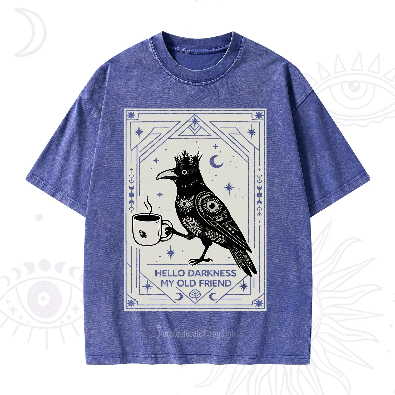 Purplehecate Hello Darkness My Old Friend Crow Washed T-Shirt