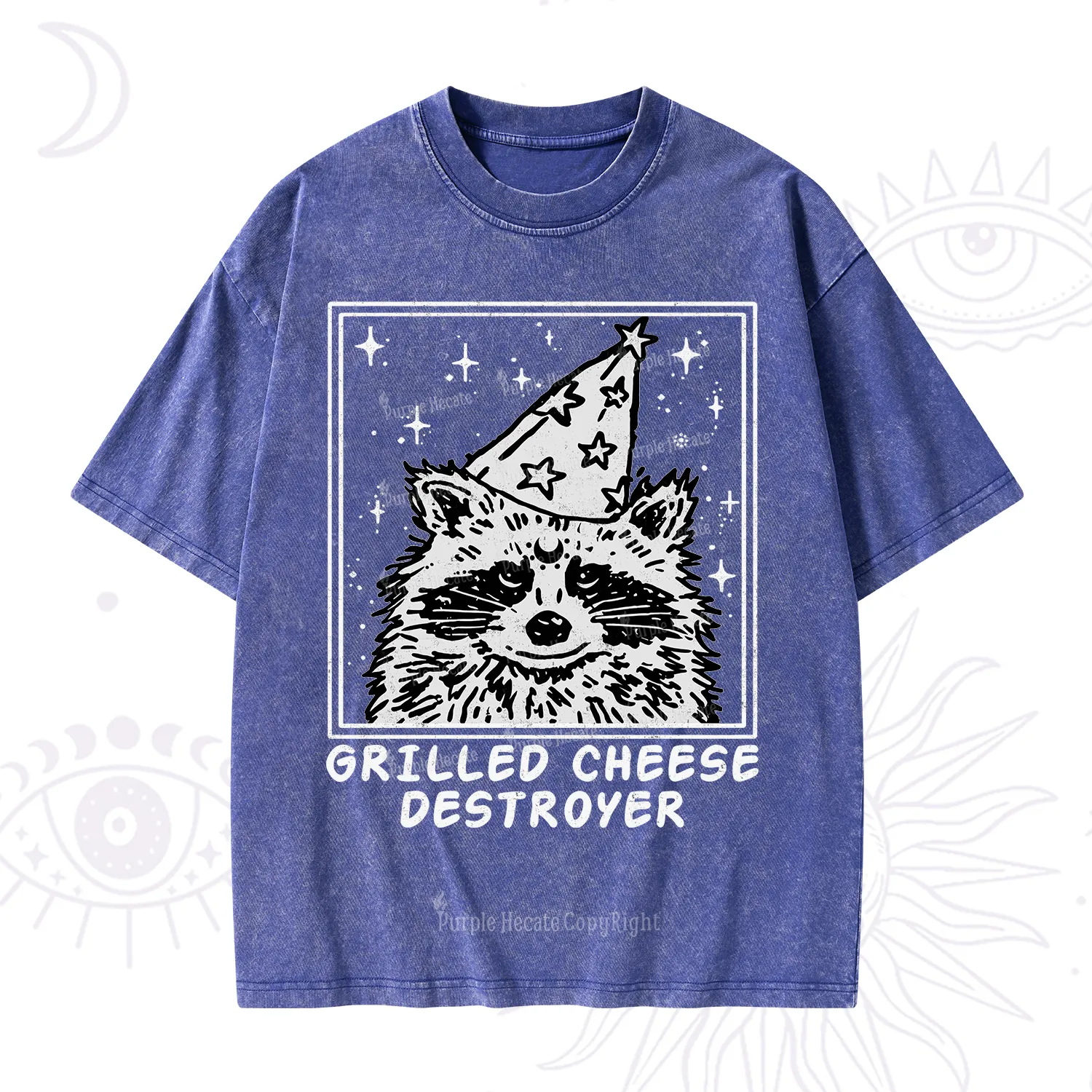 Purplehecate Grilled Cheese Destroyer Raccoon Washed T-Shirt