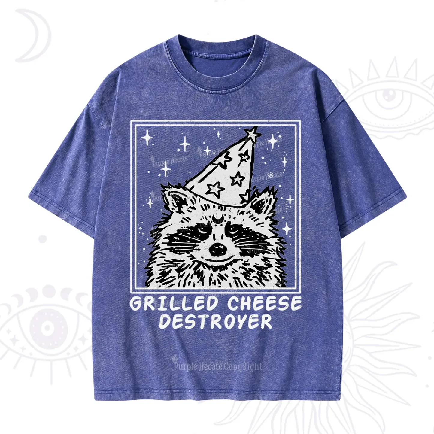 Purplehecate Grilled Cheese Destroyer Raccoon Washed T-Shirt