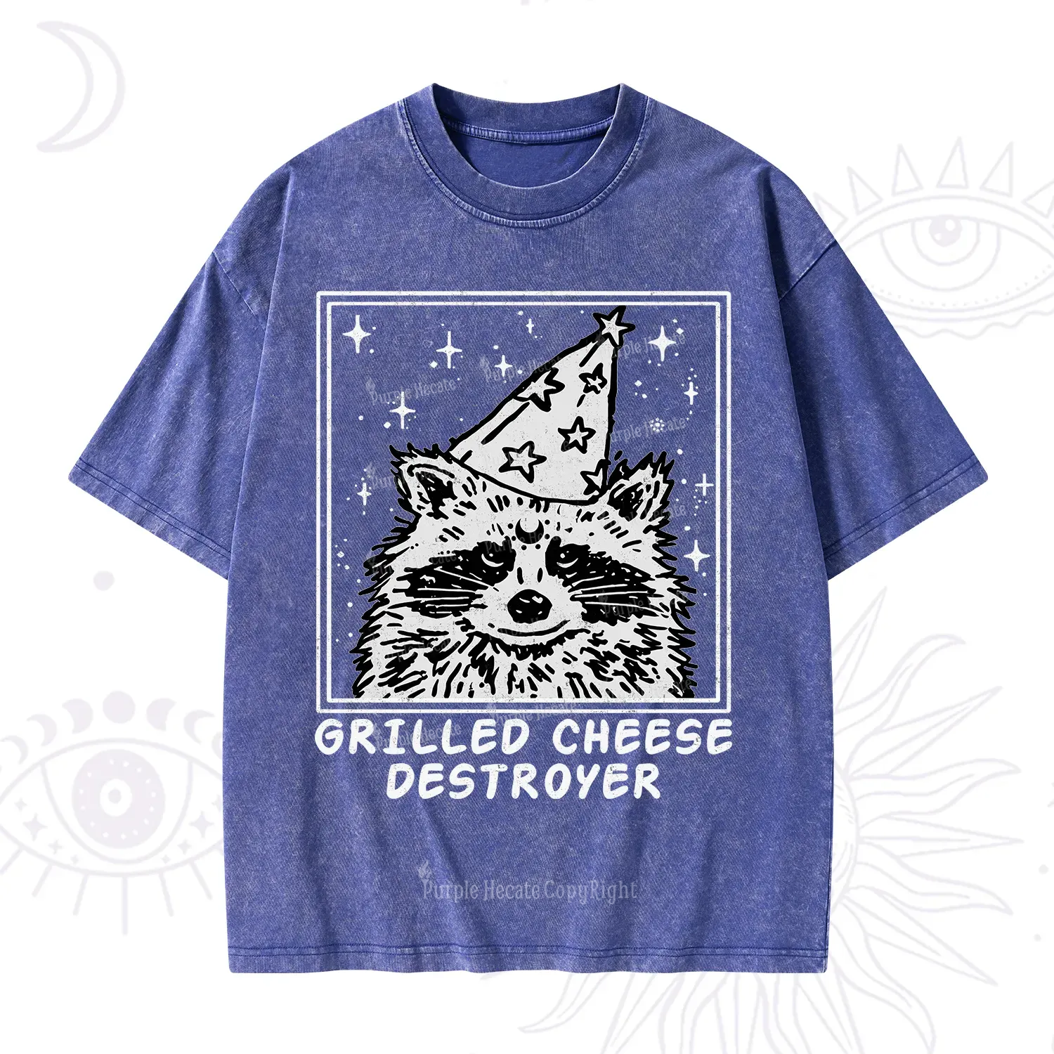 Purplehecate Grilled Cheese Destroyer Raccoon Washed T-Shirt
