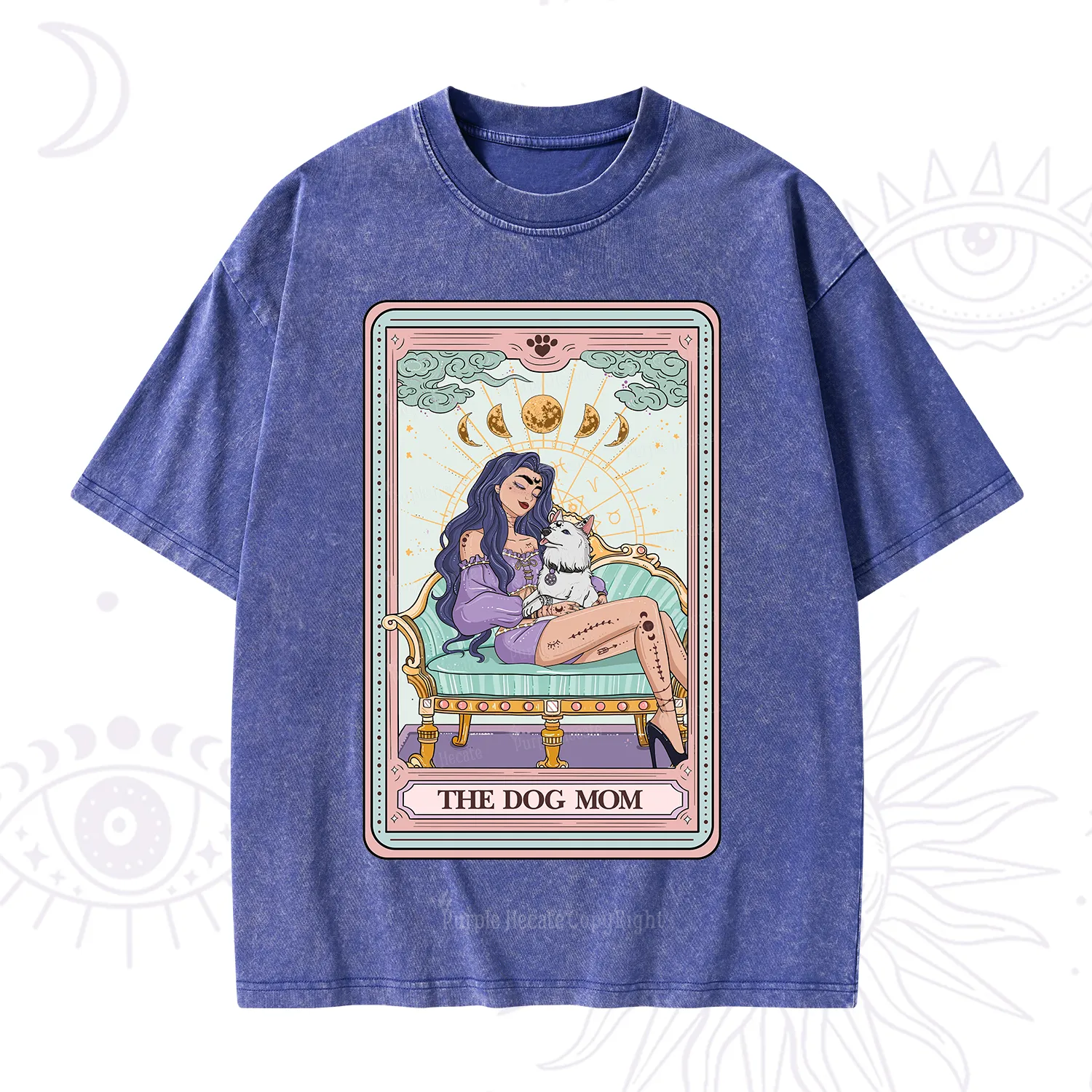 Purplehecate The Dog Mom Tarot Card Washed T-Shirt