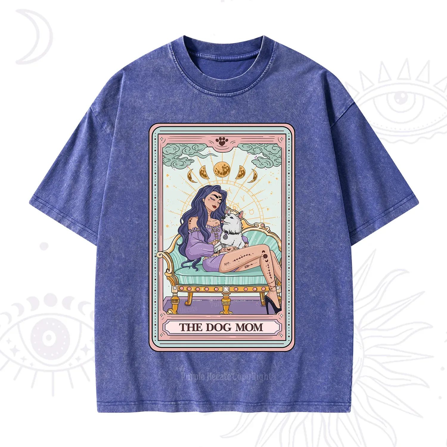 Purplehecate The Dog Mom Tarot Card Washed T-Shirt