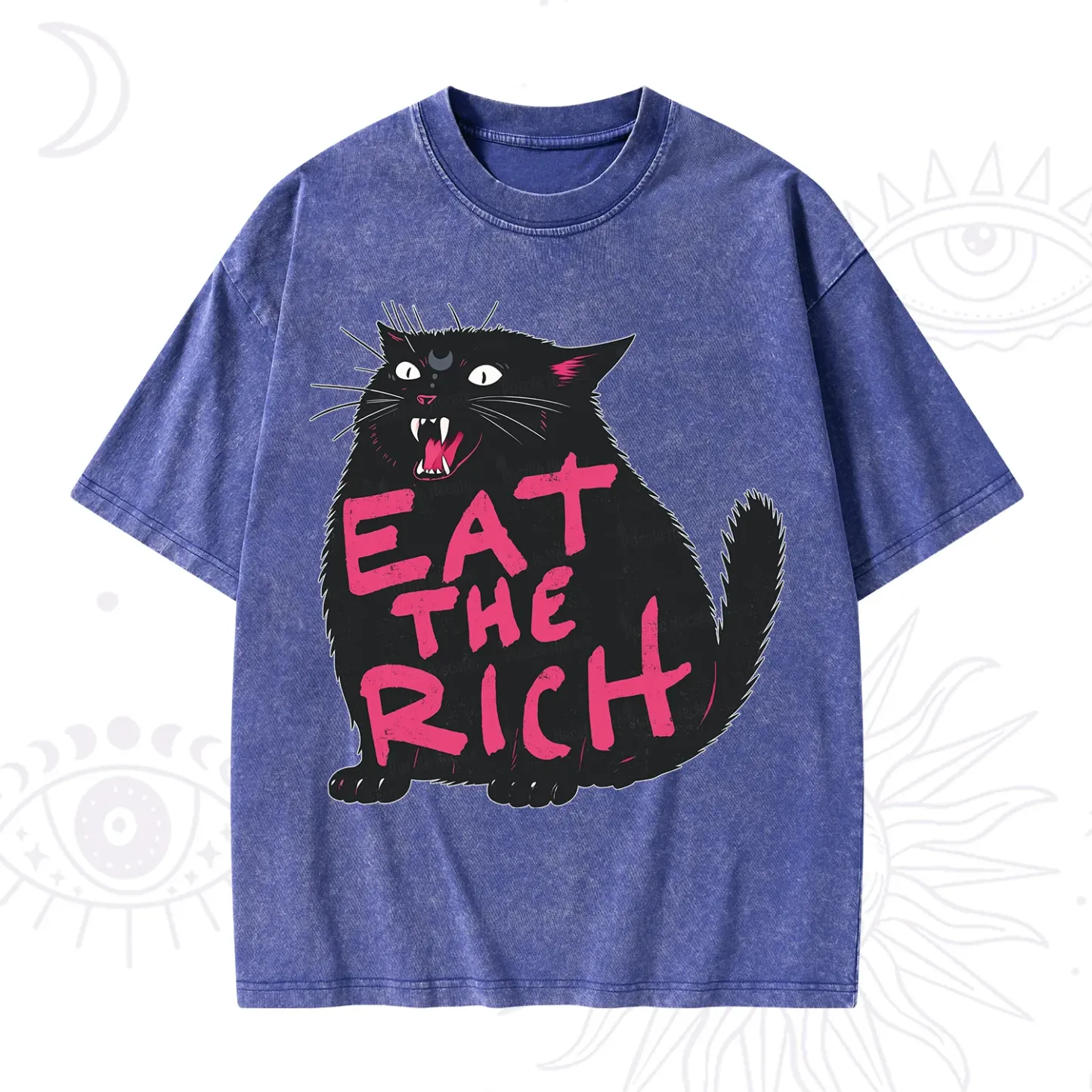 Purplehecate Eat The Rich Cat Washed T-Shirt