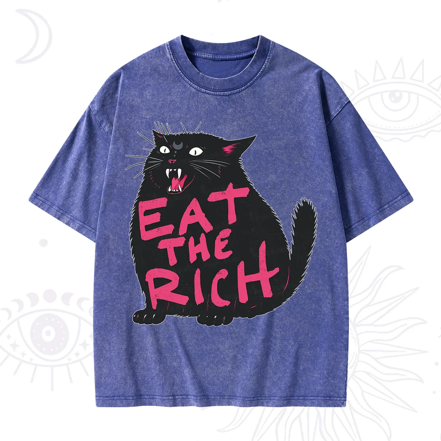 Purplehecate Eat The Rich Cat Washed T-Shirt