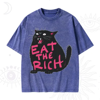 Purplehecate Eat The Rich Cat Washed T-Shirt