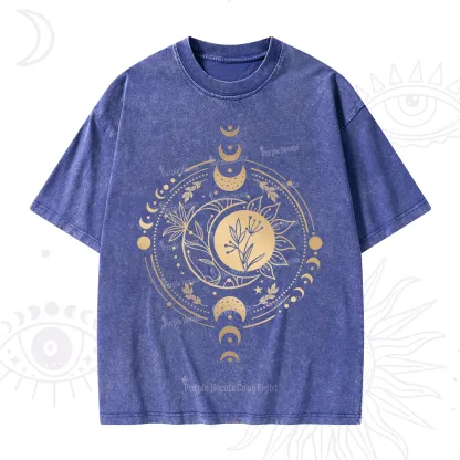 Purplehecate Mystic Moon And Sun Washed T-Shirt