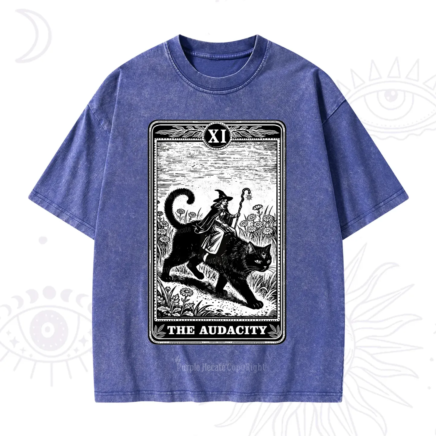 Purplehecate The Audacity Wizard Cat Tarot Washed T-Shirt