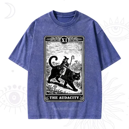 Purplehecate The Audacity Wizard Cat Tarot Washed T-Shirt
