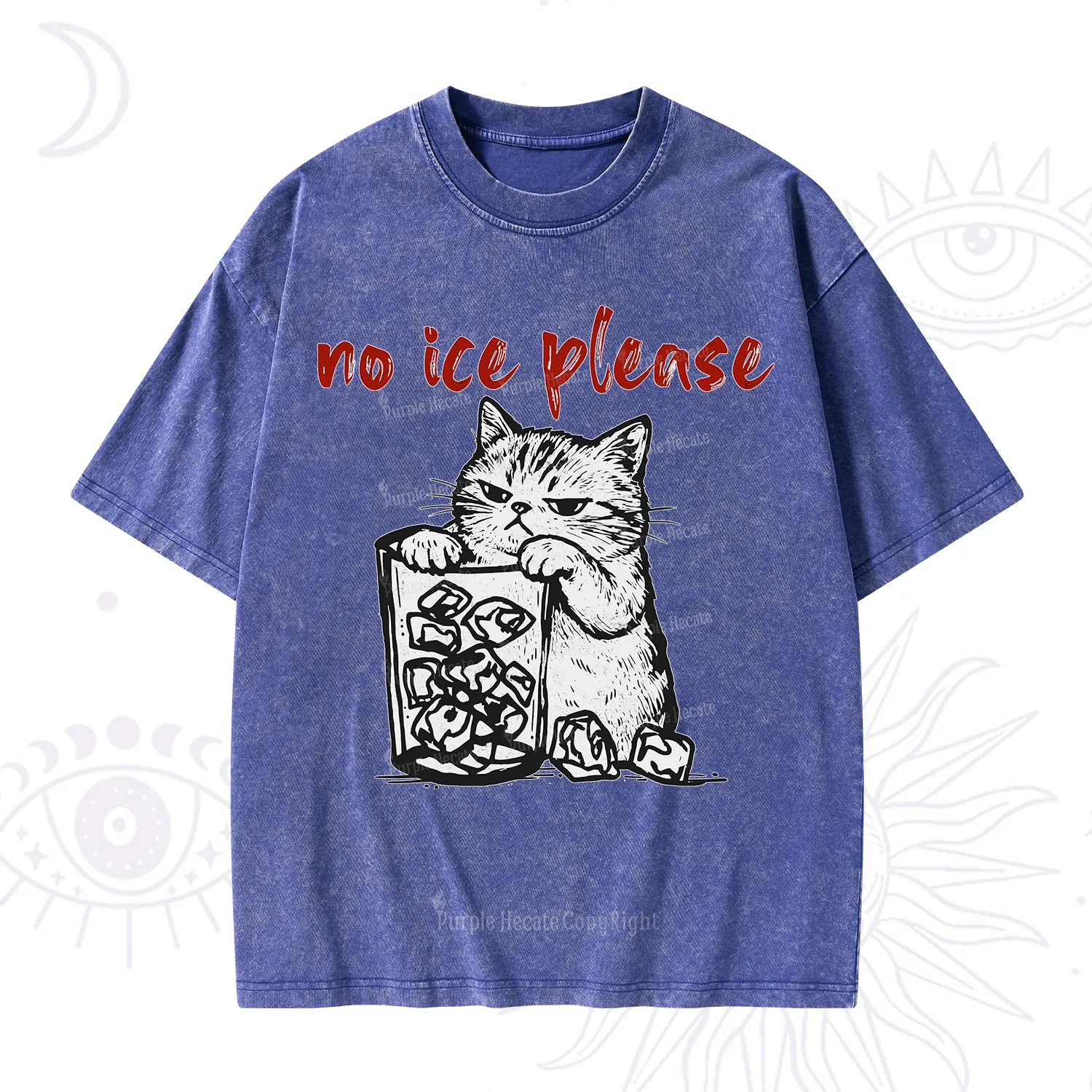 Purplehecate No Ice Please Cat Washed T-Shirt