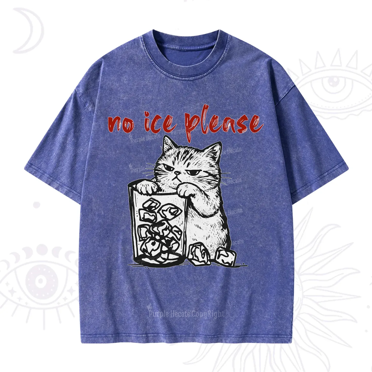 Purplehecate No Ice Please Cat Washed T-Shirt