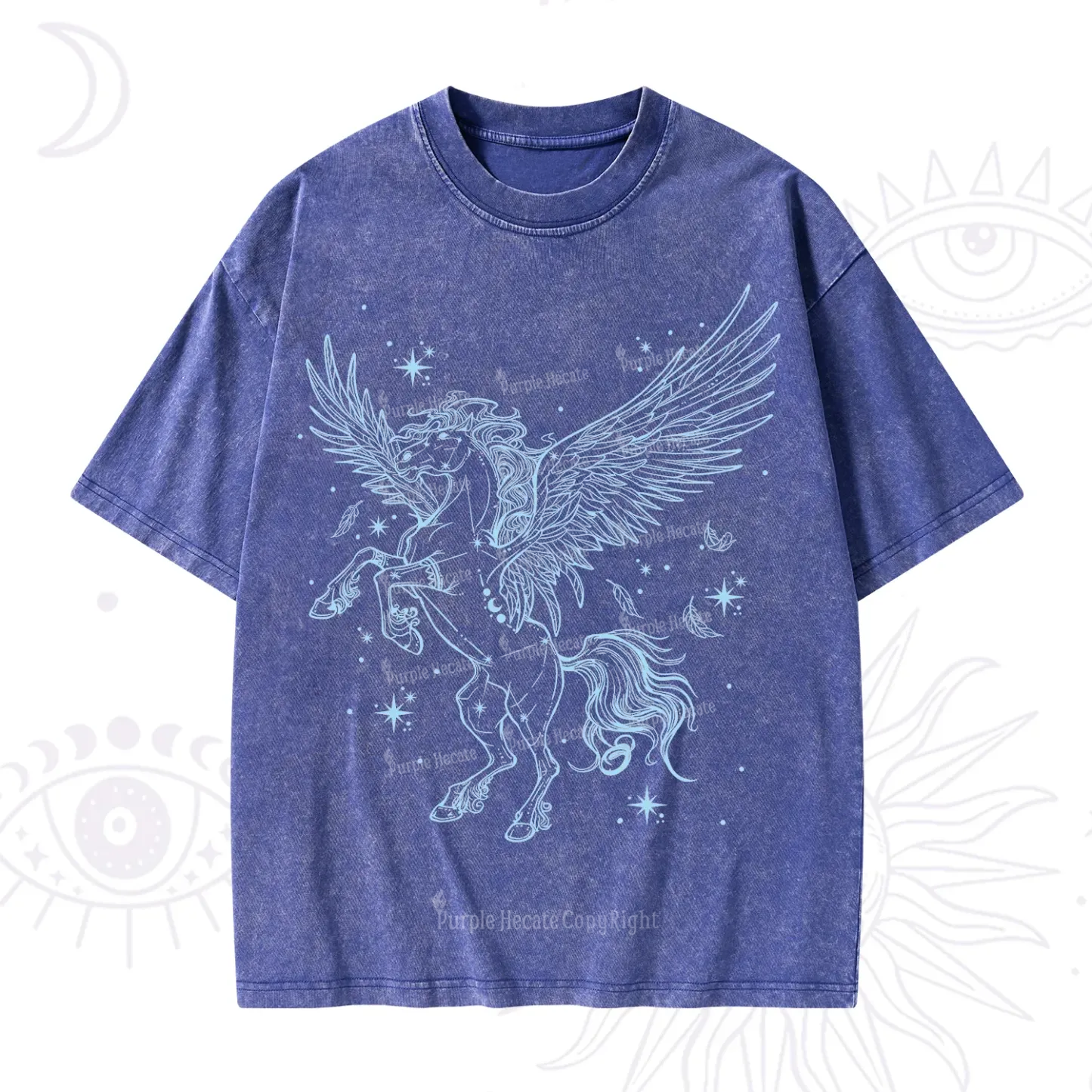 Purplehecate Celestial Pegasus Washed T-Shirt