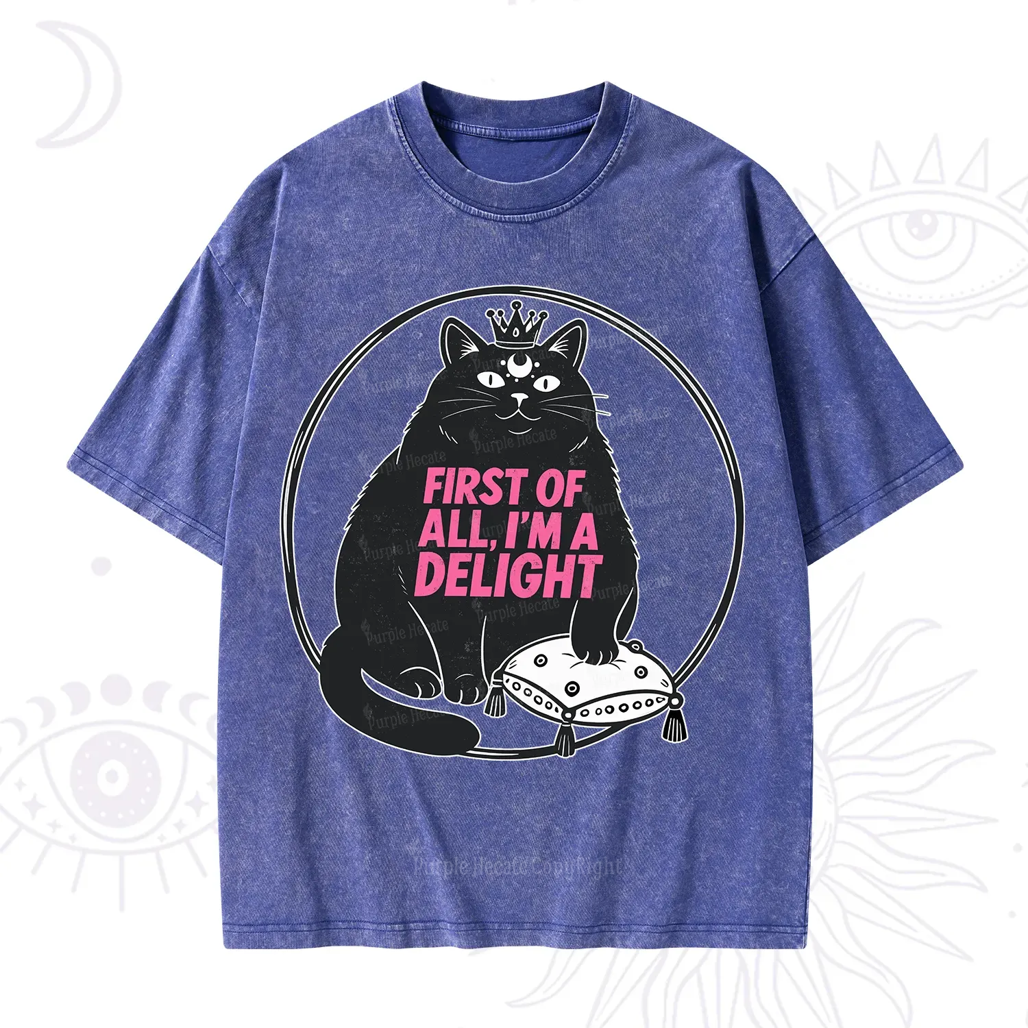 Purplehecate Black Cat First Of All I'm A Delight Washed T-Shirt