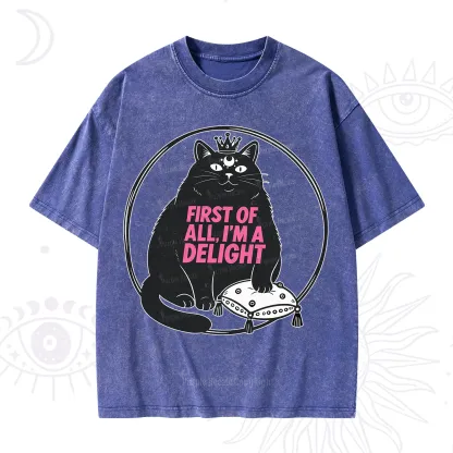 Purplehecate Black Cat First Of All I'm A Delight Washed T-Shirt