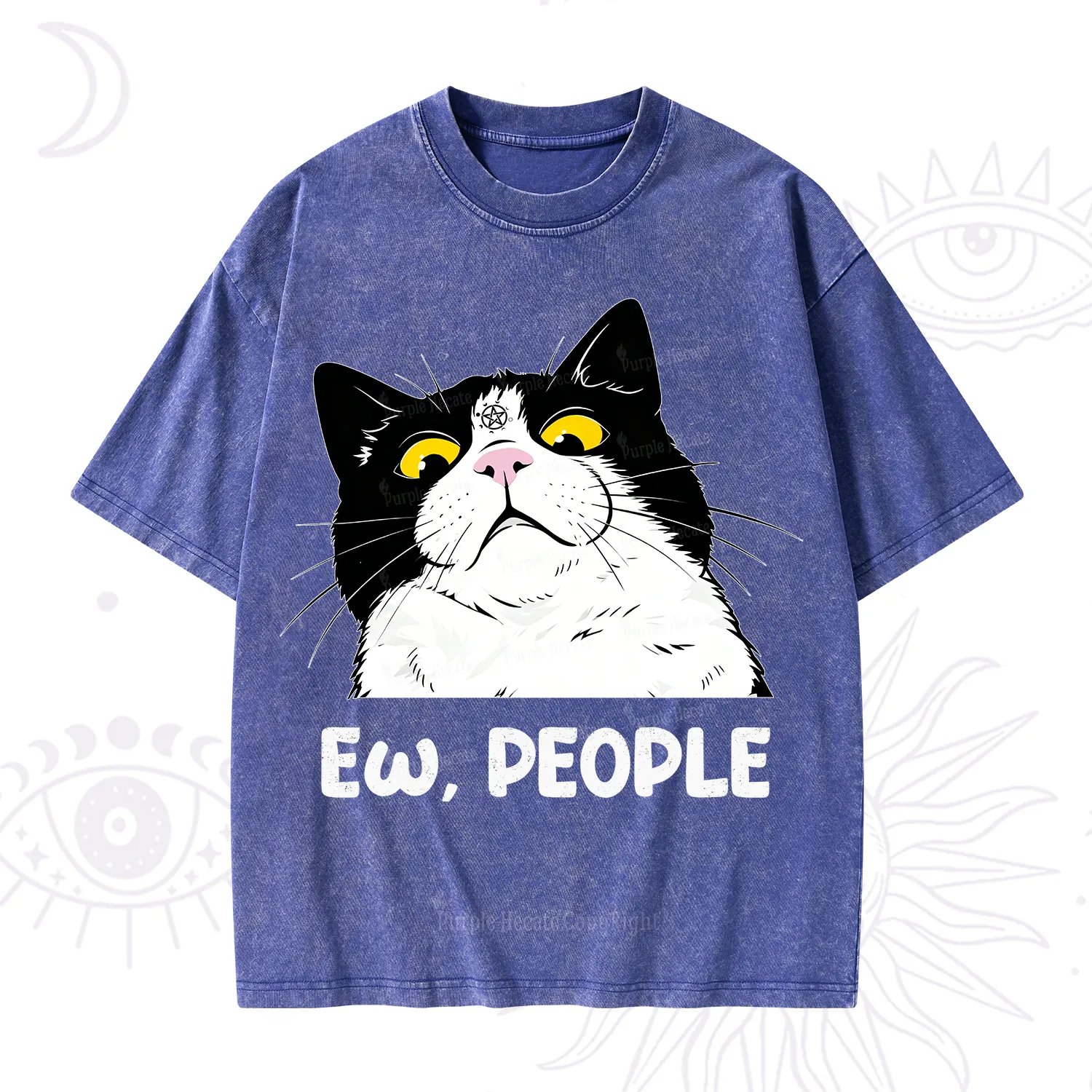 Purplehecate Ew People Cat Washed T-Shirt