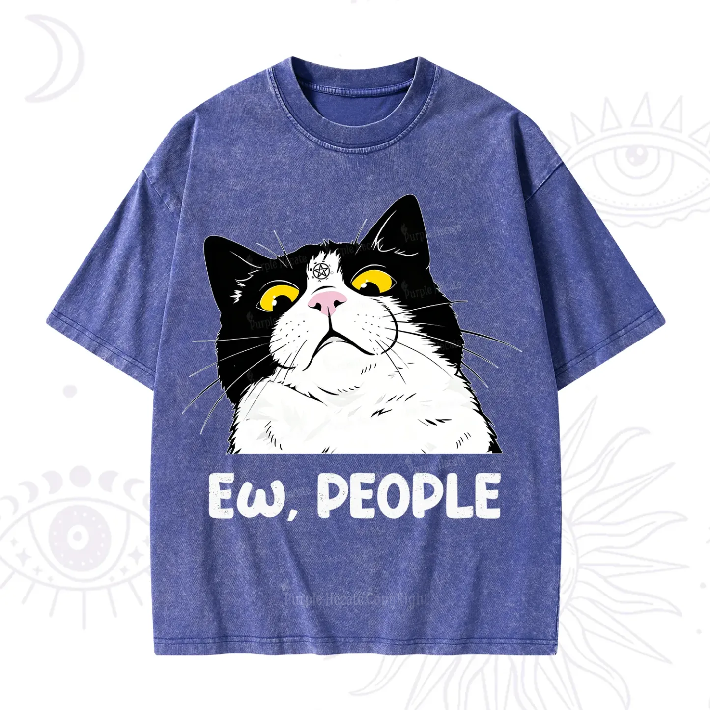 Purplehecate Ew People Cat Washed T-Shirt