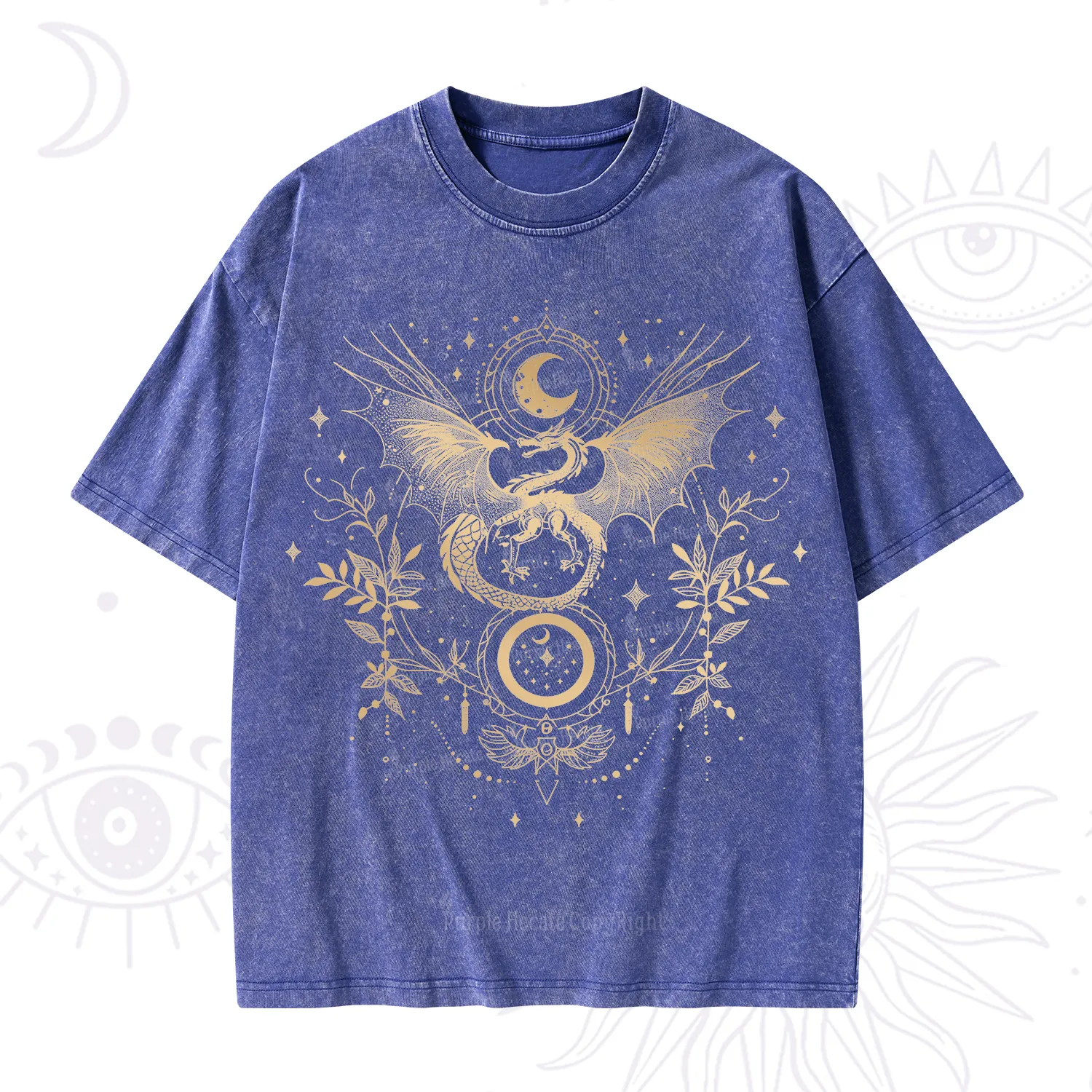 Purplehecate Celestial Dragon Moon Phase Washed T-Shirt