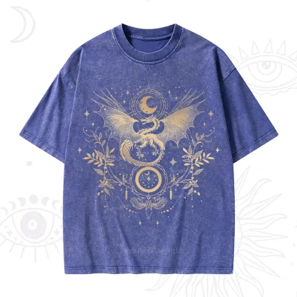 Purplehecate Celestial Dragon Moon Phase Washed T-Shirt